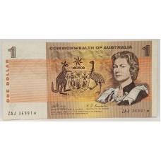 AUSTRALIA 1969 . ONE 1 DOLLAR BANKNOTE . PHILLIPS/RANDALL . STAR NOTE